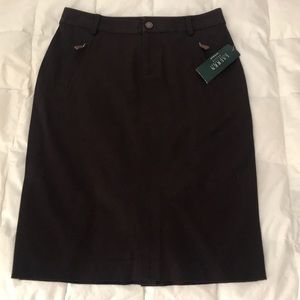 NEW Lauren Ralph Lauren Petite brown pencil skirt